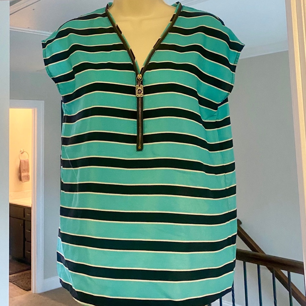 Michael Kors Blue Striped Top